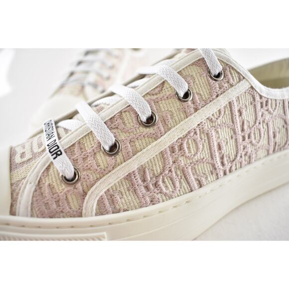 Dior Walk'N'Dior Powder Nude Pink Oblique Logo Flat Low Top Trainer Sneaker 40 - Picture 10 of 15